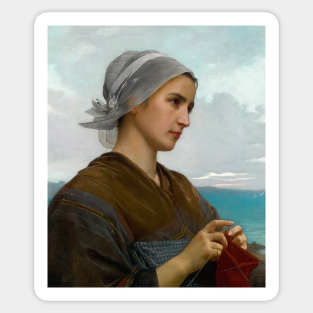 Tricoteuse Bretonne by William-Adolphe Bouguereau Sticker by Classic Art Stall